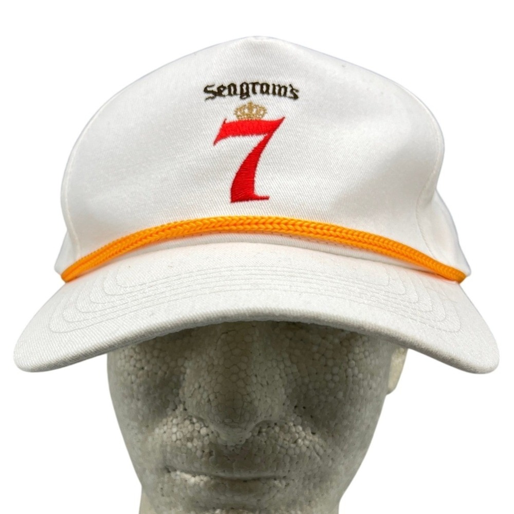 Vintage 90s Seagrams 7 Crown Logo Hat Mens OSFM Rope Captains Cap Strapback